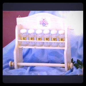 Vintage cottagecore spice rack wood